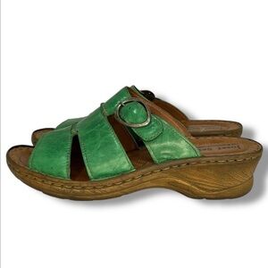 Josef Seibel Comfort Shoe Womens EU Size 42 US Size 11 Green Buckle Sandal Wedge